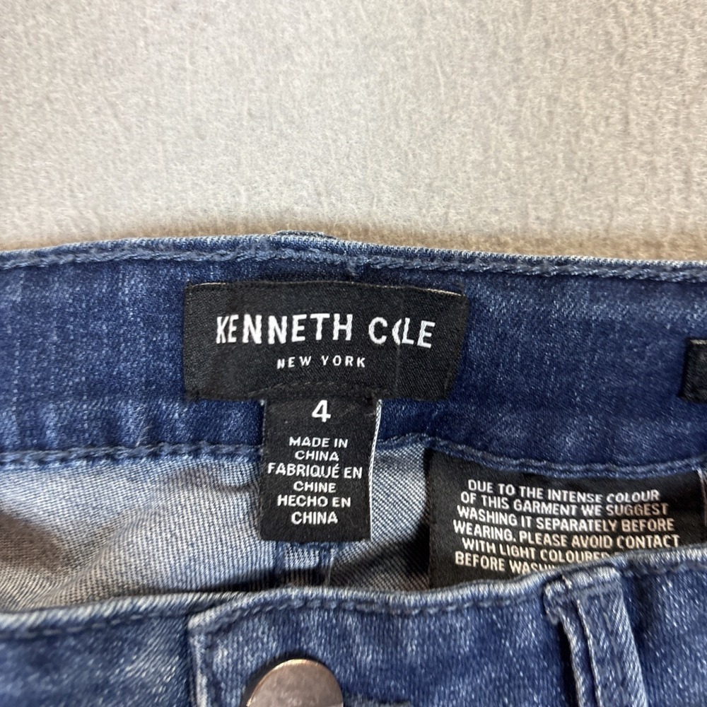 Kenneth Cole New York Jess Skinny Jeans Womens SZ 4 Blue Medium Raw Hem Stretch - Picture 3 of 11